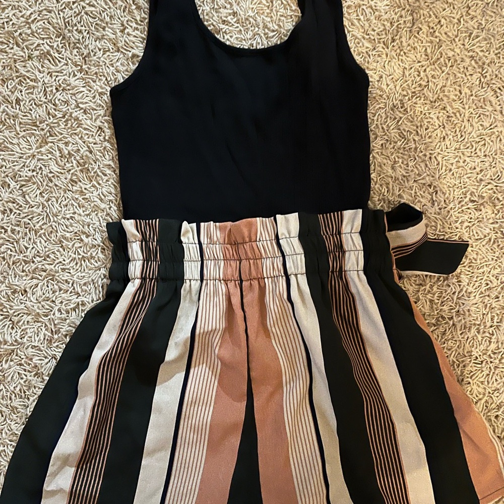 SHEIN Black and Mulitcolor Pleated Romper